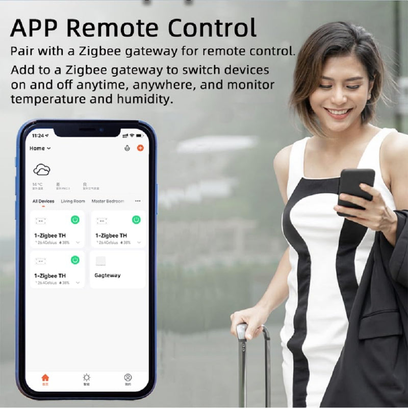 Zigbee Temperature & Humidity Controller, Extendable Probe Sensor, Tuya App Remote, 10A Relay Switch (T&H, 12, Volts) T&H 12 Volts