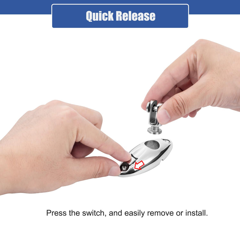 Boat Quick Release Bimini Top Swivel Deck Hinge, 360 Degree Rotation, Solid 316 Stainless Steel, Marine Bimini Top Hardware(2-Pack)
