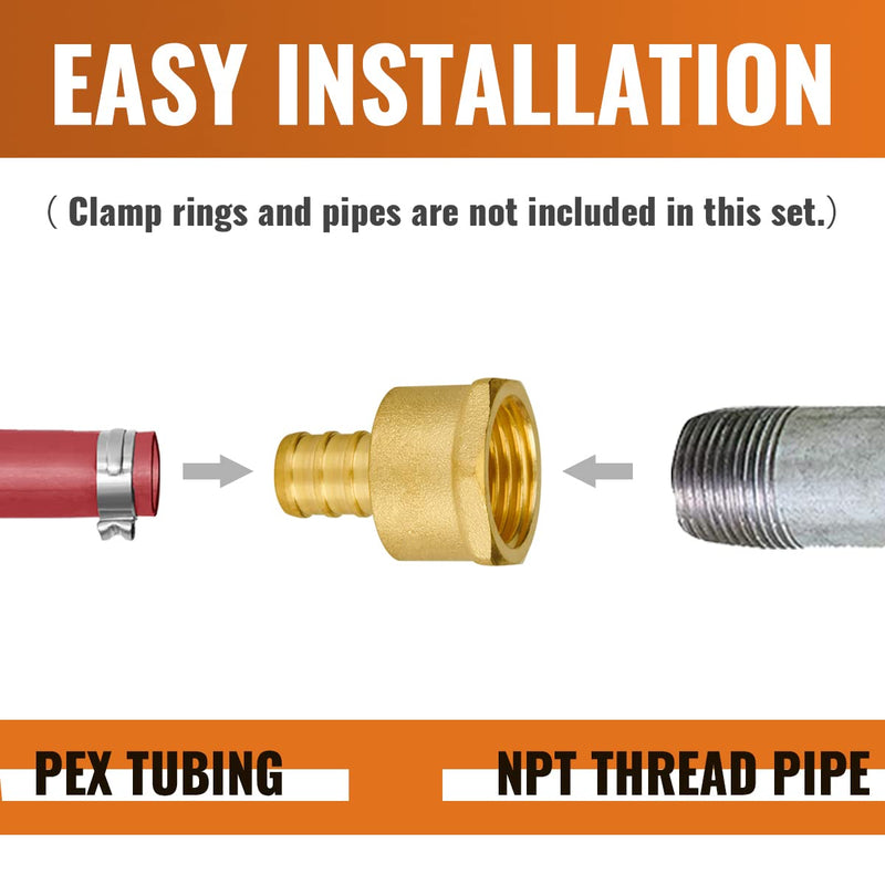 1/2" Pex Fittings, SUNGATOR 1/2 Pex Female Adapter, PEX 1/2" x 1/2" NPT Female Threaded Adapter, 1/2" Pex to 1/2" Female NPT, No Lead Brass 1/2" Pex Fittiings Set, ASTM F1807(6 Pack) 1/2 ", 6 Pack - NewNest Australia