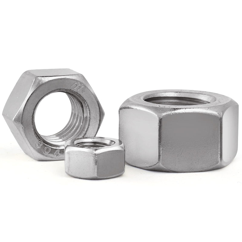 129pcs SAE Hex Nuts Assortment Kit 8-32 10-24 10-32 1/4"-20 5/16"-18 3/8"-16 1/2"-13 5/8"-11, 304 Stainless Steel 18-8 External Hex nut Set SAE Kit
