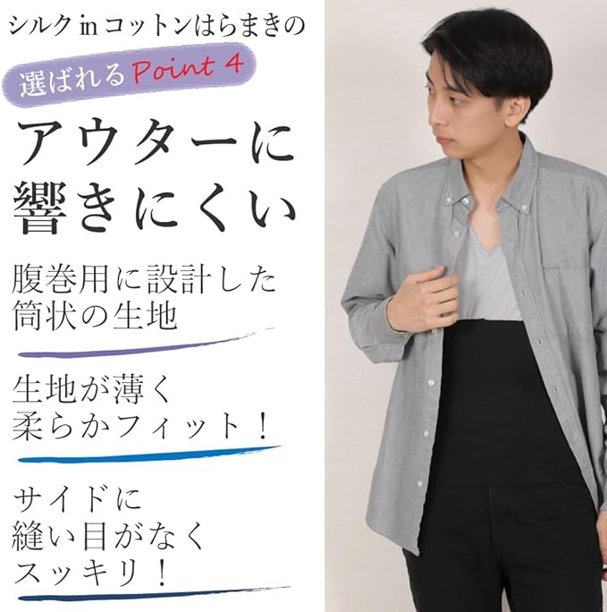 Fuwarism Men's Thin, Silk in Cotton, Haramaki for Summer, Cold Protection, Made in Japan - NewNest Australia