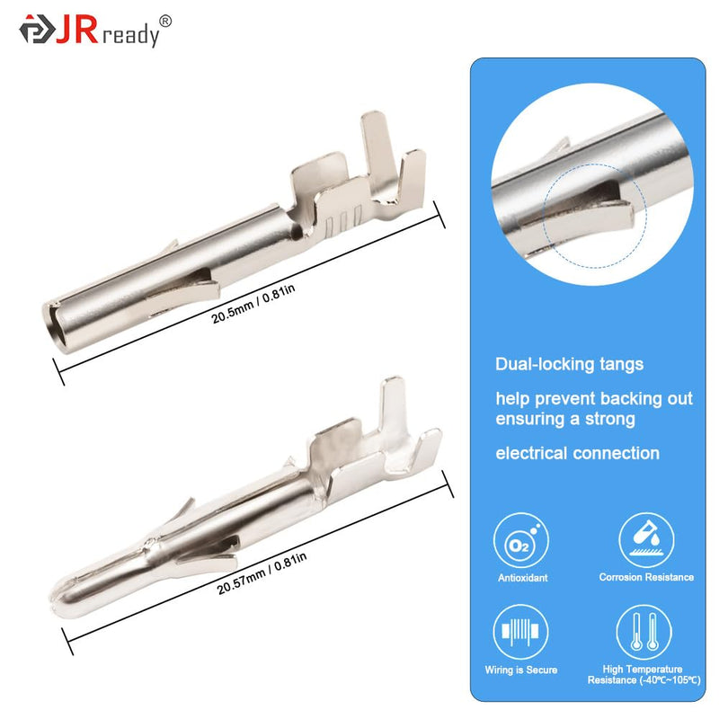 JRready ST6423 MLX 2.13mm Diameter Crimp Terminals, Pin and Sockets 14-20AWG, Compatible with Molex MLX Male & Female Crimp Terminals (50 Pair)
