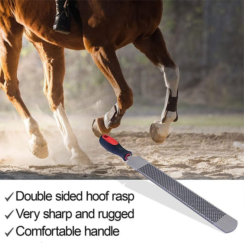 T12 Carbon Steel Horse Hoof Rasp - 14" Professional Farrier Tool with Non-Slip Rubber Handle for Horse/Goat/Cow/Donkey/Animal Hooves (14 inch) 14 inch