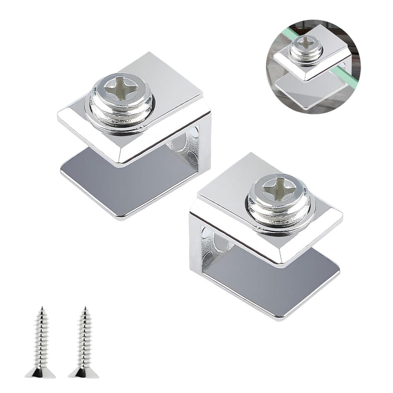 16 PCS Glass Clip Holder, Glass Shelf Bracket, Glass Clamp, Wall Mount Clamps for 3-8mm Glass Shelves, Adjustable Clamp Brackets Fit 3-8mm Thick
