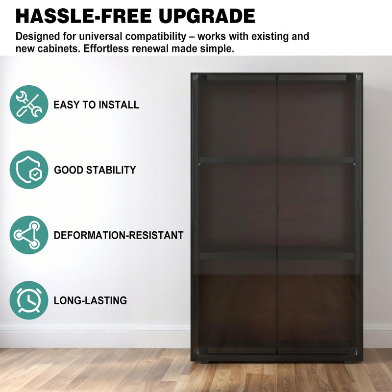 8 Pack Glass Frameless Door Hinge with Screws Black Cabinet Glass Shower No Drill Door Hinges Bulk Suitable for 3-5mm Thick 90 Degree Hinge Replacement for Wine Bookcase Kitchen Bathroom