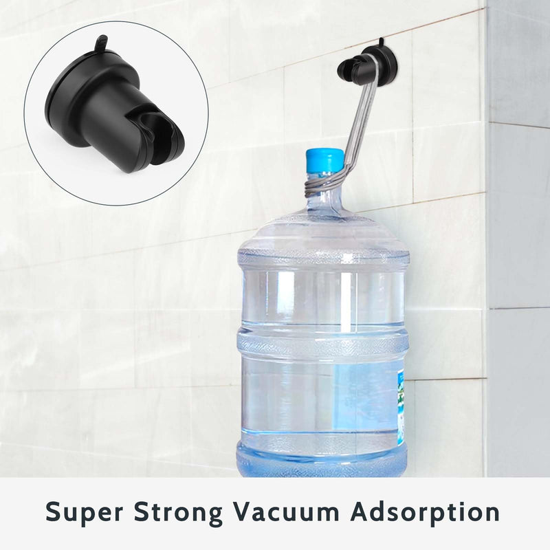 Shower Head Holder Removable Wall Mount Holder with Vacuum Suction Cup Height Adjustable Shower Wand Holder & Wall Mount ABS Plastic Suction Holder for Bathroom black