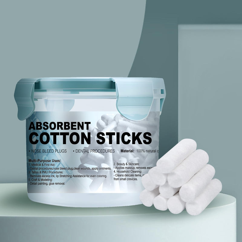100Pcs Dental Cotton Rolls Nosebleed Plugs for Kids Adults Nose Bleed Stopper Hypoallergenic Mouth Gauze High Absorbent Oral Cleaning with Carry Box (12mm) 12mm