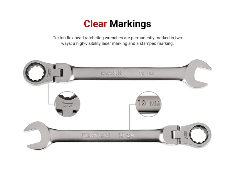 TEKTON 24 mm Flex Head 12-Point Ratcheting Combination Wrench | WRC26424