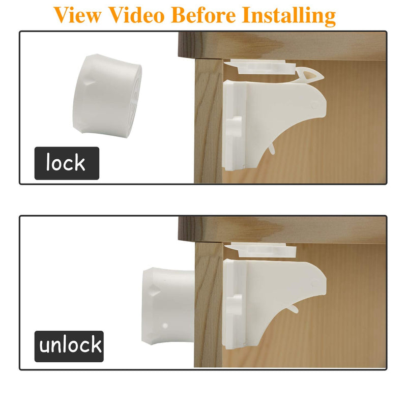 Vmaisi Adhesive Magnetic Cabinet Locks for Babies (8 Locks and 2 Keys) Standard 8.0