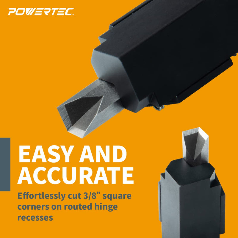 POWERTEC Corner Chisel, Square Mortise Chisel for Door Strike Plate, Door Hinges, Framing, and Woodworking (71036)