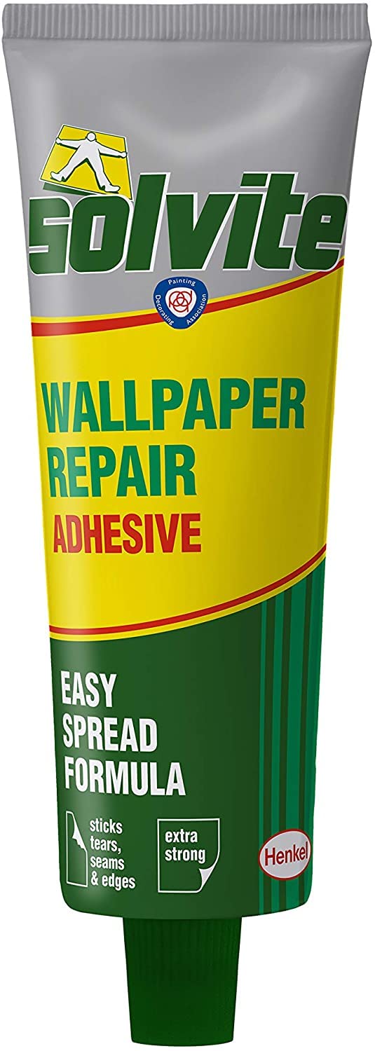 Wallpaper Repair Adhesive, Wallpaper Paste for Fixing Tears, Seams & Edges, Extra-Strong Glue for Seam Repair, Easy-Spread Wallpaper Glue, 1x56g Green/ Yellow