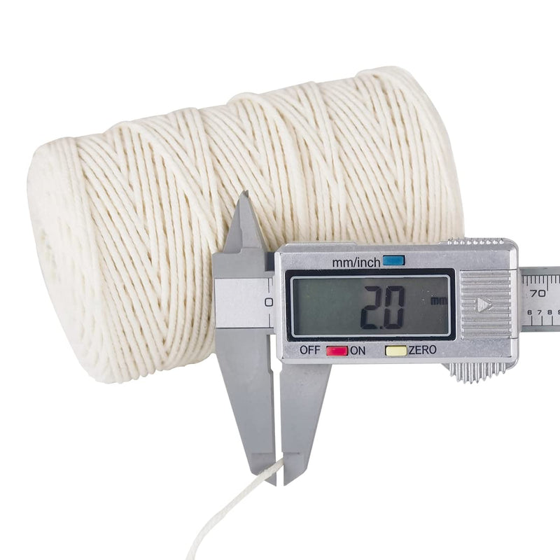PerkHomy Cotton Butchers Twine String 500 Feet 2mm Twine for Cooking Food Safe Crafts Bakers Kitchen Butcher Meat Turkey Sausage Roasting Gift Wrapping Gardening Crocheting Knitting Natural White