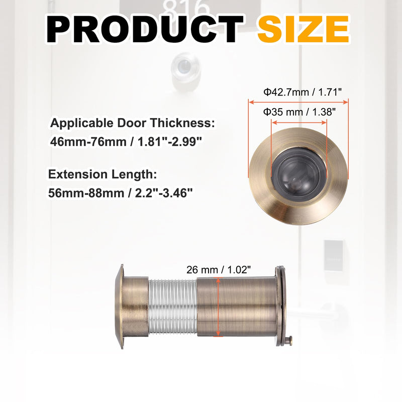PATIKIL 35 mm Door Viewer Peephole, Zinc Alloy 200-Degree Privacy Door Viewer with Heavy Duty Rotating Privacy Cover Fits for 1-13/16" to 3" for Home Office Hotel, Bronze