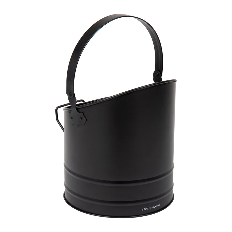 Mind Reader Fireplace Ash Bucket, 6L (1.5 gal) Capacity, Wood Stove, Fireplace Accessories, Metal, 9"L x 9"W x 10.5"H, Black Large