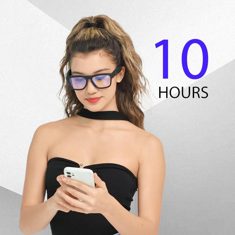 OhO sunshine Bluetooth Glasses: Voice Control and Open Ear Style Smart Glasses to Listen Music & Calls, UV400 Protection Lens Black Blue Light Photochromic