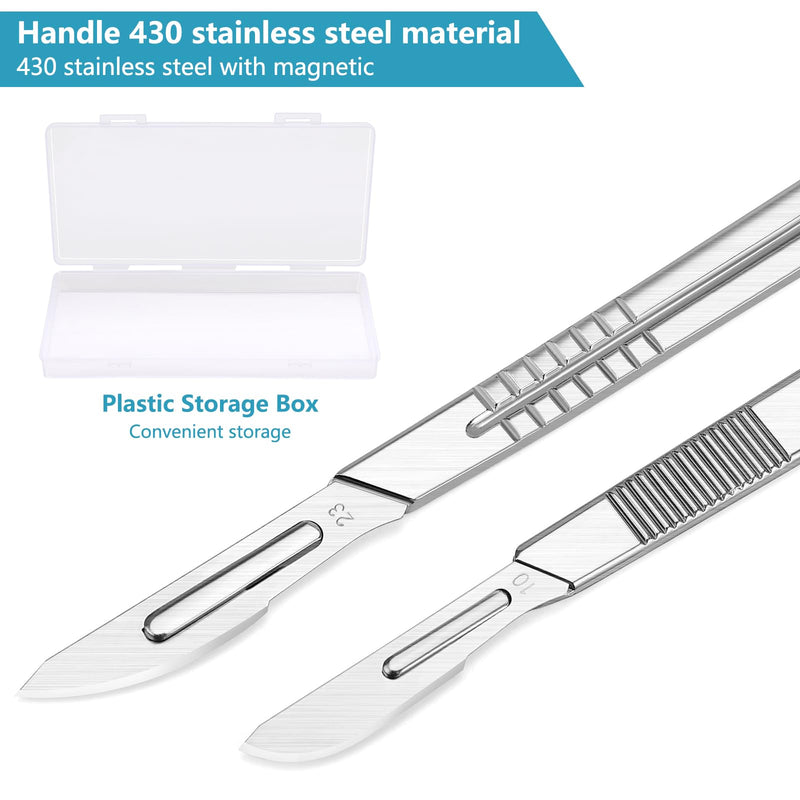 99PCS Surgical Blades Kit, #10#11#12#15#20#21#22#23#24 Surgical Sterile Blades for dermaplaning, Art Carving Blades with 9 Stainless Steel Handles, Laboratory Blade Lab Knives Handle(9PCS)+Blades(90PCS)