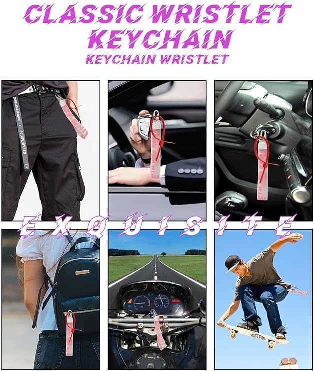 AllStyle By Patel Compatible Wristlet Strap for Key, Classic Hand Wrist Keychain Lanyard Key Chain Holder for Men and Women Rubber - Pink 1