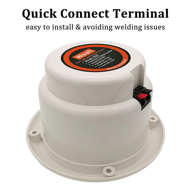 HiQltyla 5.25 Inch Waterproof Marine Boat RV Hot Tub Outdoor Speaker, WEAH-400 25 Watt Dual Cone 2 Way Full Range White Color (Sold as a Pair)