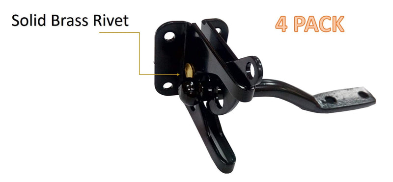 QCAA Self-Locking Gate Latch, 2-1/8", Steel, Black, Made in Taiwan, 4 Pack 4pack Steel - Black (2-1/8")