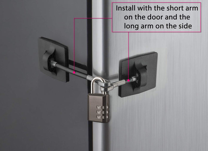Refrigerator Lock (Black with Black Combination Padlock) 1-Pack, Black with Black Combination Padlock