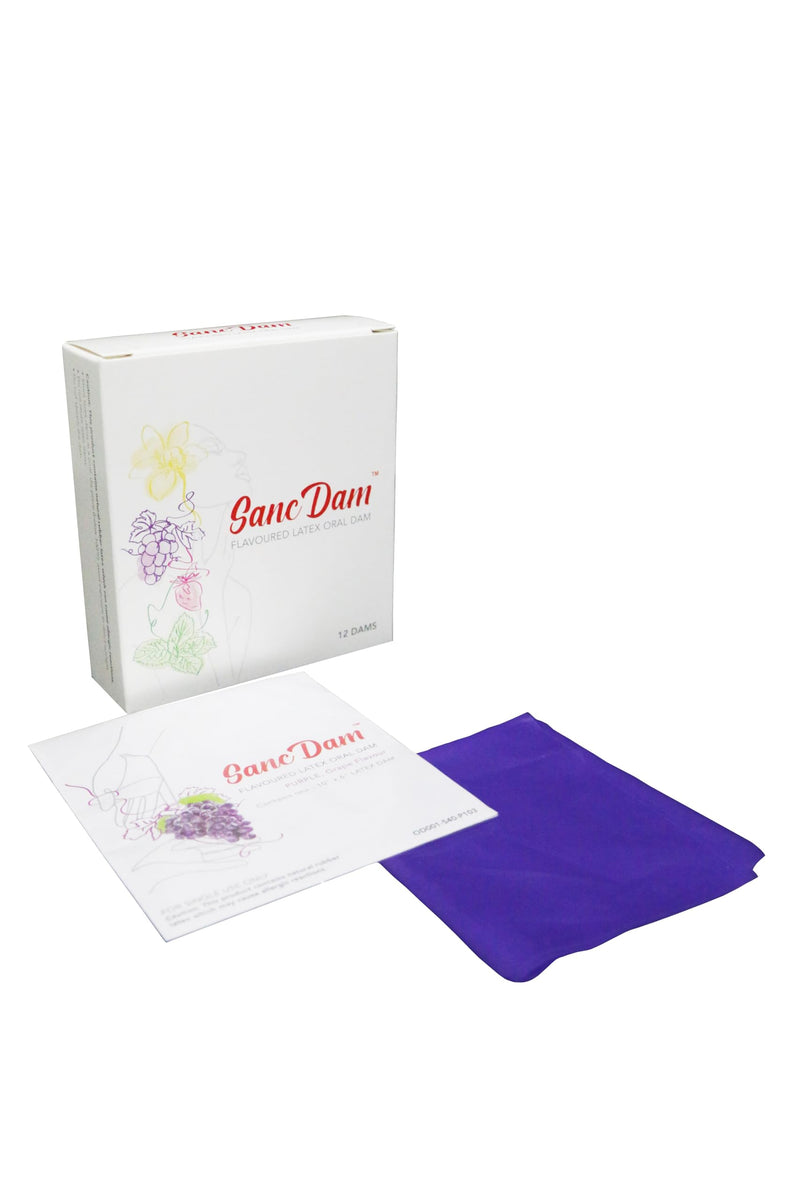 Grape 6 Packs SancDam Ultra-Thin 0.07mm Oral Sex Dam Membrane, Men and Women Giving Each Other Oral Sex, Cunnilingus Prop SM Fellatio, Oral Dam Covering for Lesbian Or Couples Sex (Dental Dams)