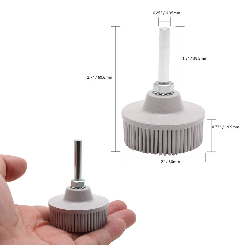 2Pcs 120 Grit White Bristle Disc Attachment, 2 Inch Abrasive Bristle Disc Gasket Removal Disc with 1/4 Shank Coating Removal Disc for Rotary Tool