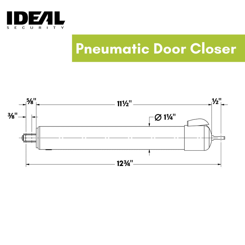 Ideal Security 9600 Standard Pneumatic Touch-N-Hold Storm and Screen Door Closer for Wood, Aluminum, and Vinyl Doors, Silent and Smooth Closing, 11.5", White