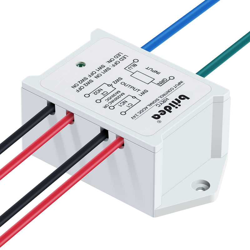 DPST 1NO 1NC 8Amp Power Relay Module, Briidea 24V AC/DC Power Relay Control Voltage, White AC/DC 24V