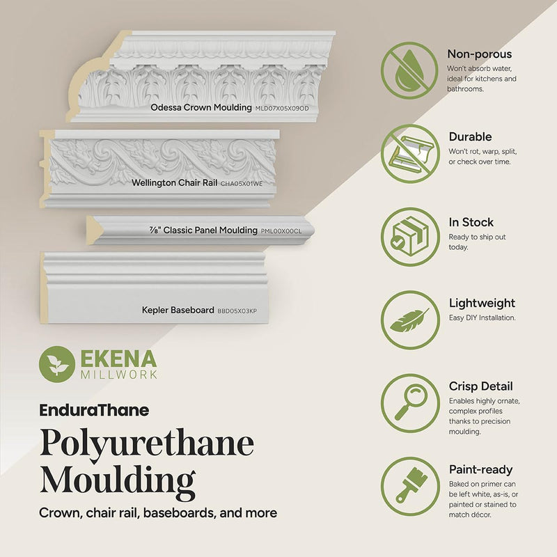 Endurathane Pearl Pierced Moulding, 2 1/4"H x 3/8"P x 78"L, Factory Primed (2-Pack)