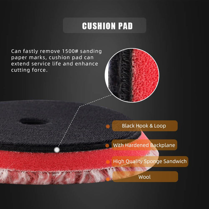 SPTA Wool Polishing Pads, 2Pcs 5 Inch (125mm) Wool Cutting Pad, Short Hair Wool Buffing and Polishing Pad Set, Wool Buffing Wheel for Heavy Cut for 5 Inch Car Polisher Polishing, Buffing and Cutting 2Pcs 5Inch Ultra Coarse Short Hair Wool 5 Inch (125mm)