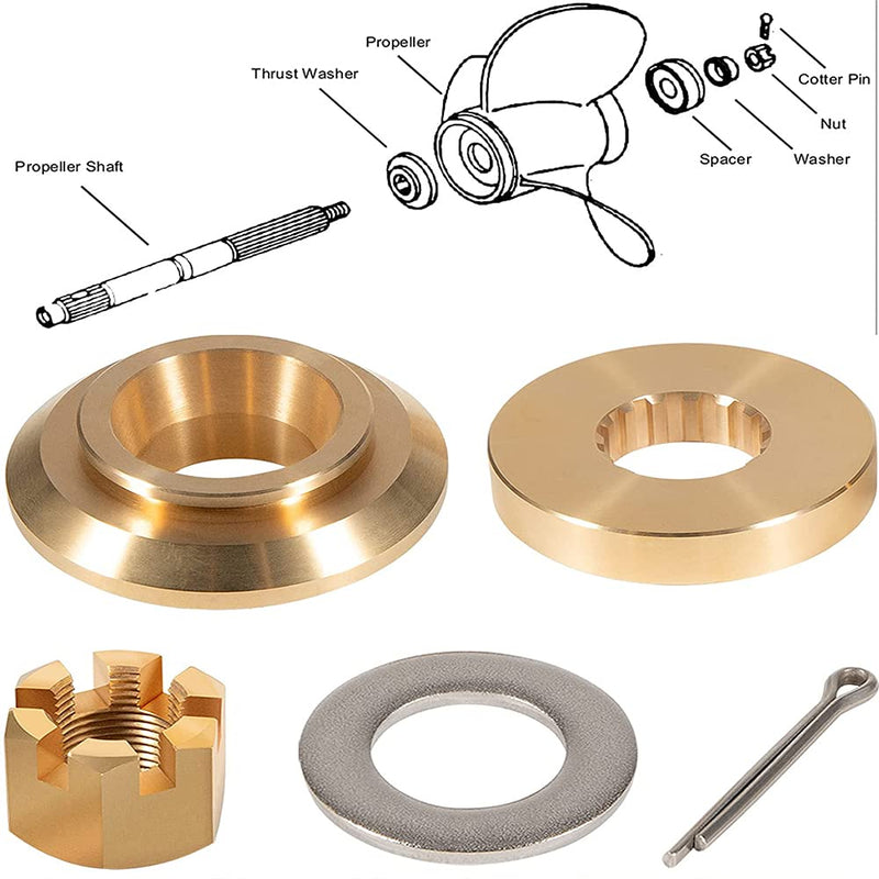Upgrade 150-300hp Propeller Installation Hardware Kits Suitable for Yamaha Outboard Moto Propellers,Thrust Washer/Spacer/Washer/Nut/Cotter Pin Included