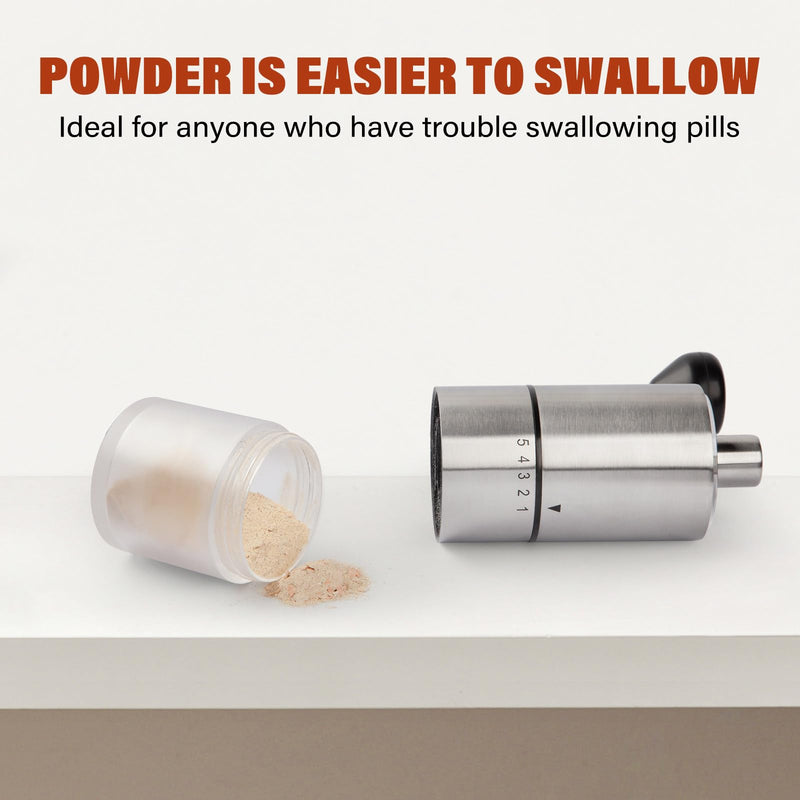 Manual Pill Crusher Fine Powder, Effortlessly and Efficiently Grind Multiple Pills into Fine Powder， Ideal for Seniors, Adults, and Pets - Stainless Steel
