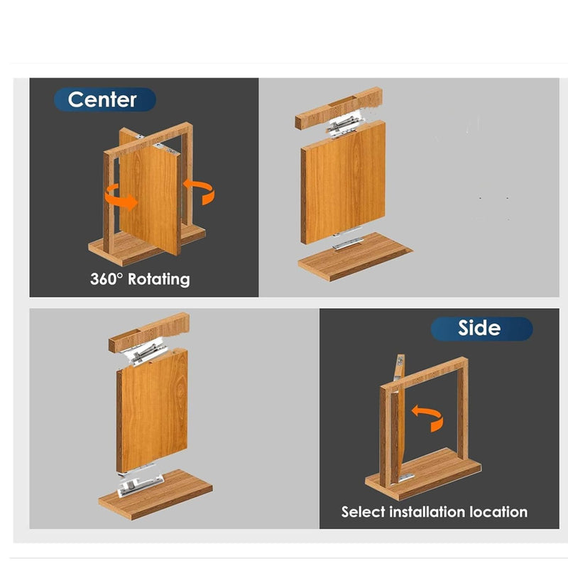 Door Pivot Hinges Heavy Duty for Wood Doors, 360 Degree Hidden Door Hinge for Secret Door,Stainless Steel Invisible Door Pivot Hinge for Bookshelf