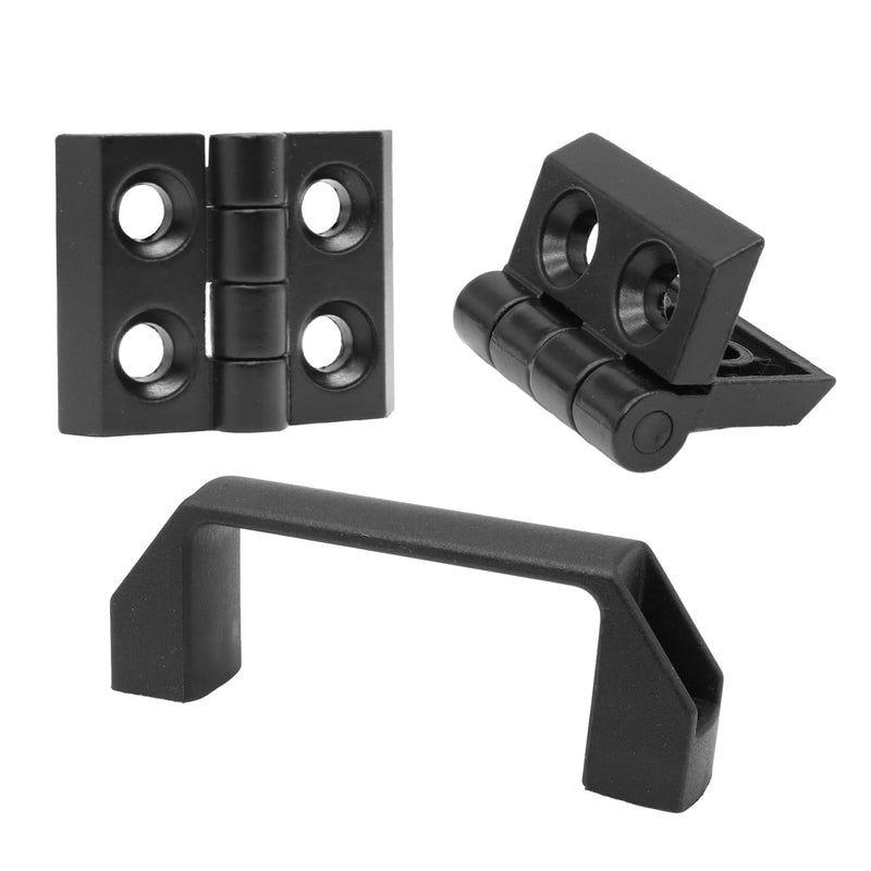 4 Sets 1010 Hinge and 10 Series Extrusion 1.0 Inch Door Handles 1010 Aluminum Profiles Pivot Hinges with Nut for 10/10 1" x 1" Extruded Profile