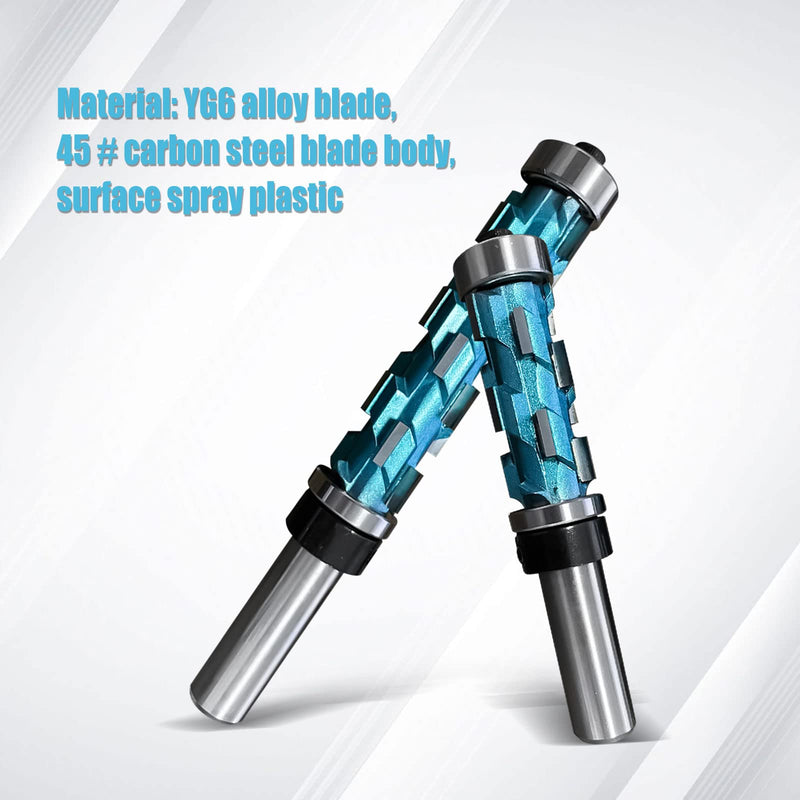 2pcs Flush Trim Router Bit, 1/2" Shank Bearing Flush Trim Bit Double Bearing Spiral Trimming Flat Trimming Router Bit Solid Carbide UP Down Compression Router Bit for Woodwork Triming, 3-7/8" 4-7/8"