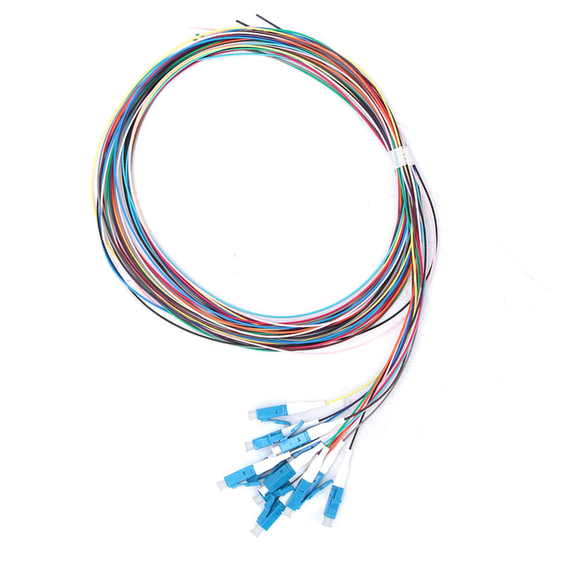 Garosa Fiber Optic Pigtail, 12 Strand Fiber Optic Pigtail LC/UPC Single Mode Low Insertion Loss with Ceramic Ferrule 1.5m for Optical Fiber LAN, Optical Fiber Communication System