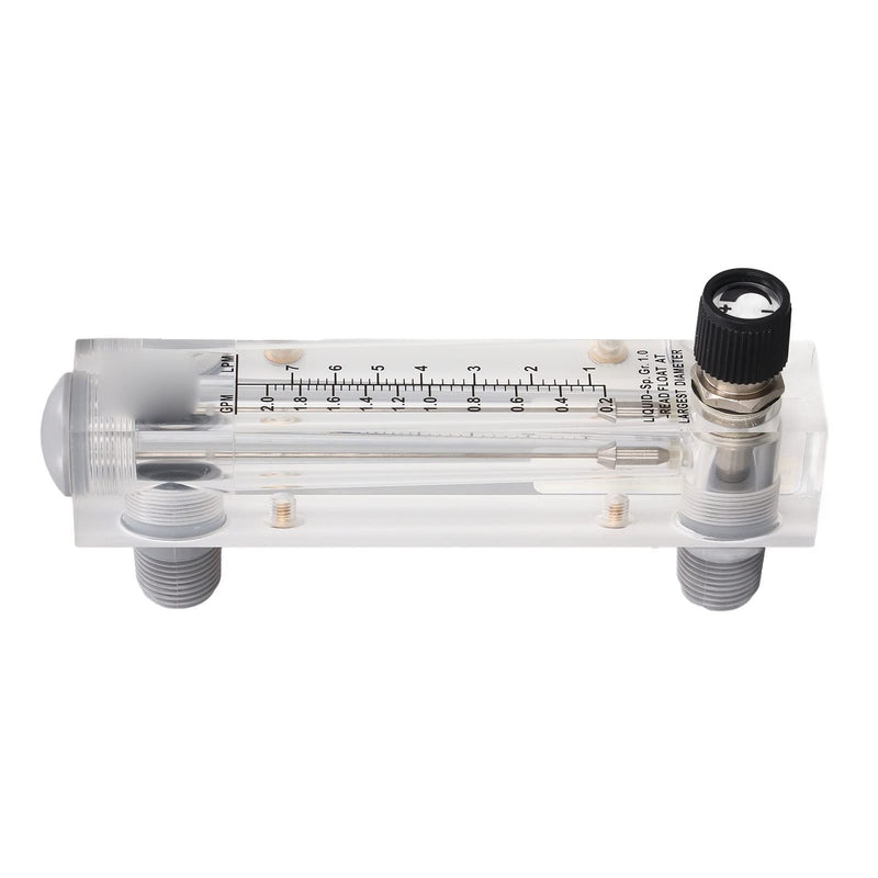 Walfront 0.2‑2GPM Panel Type Water Meter Adjustable Liquid Flowmeter 1/2in Male Thread 1/4in Female Thread