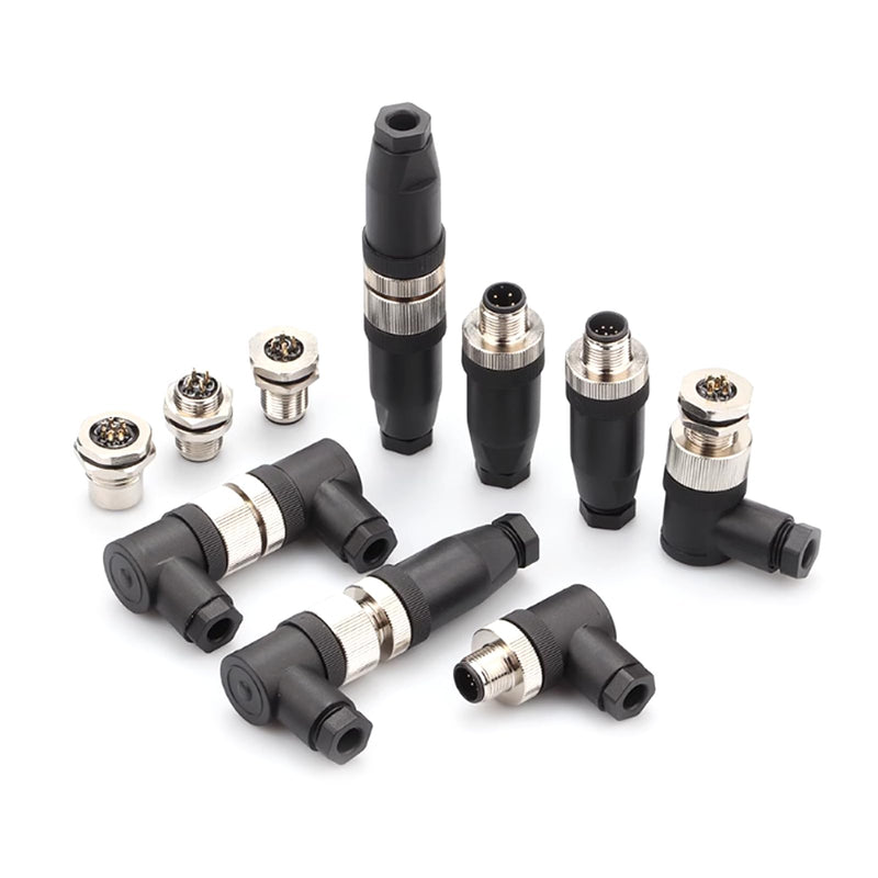 5Pcs M12 5 Pin Male Connector, A Code Unshiled Industrial Circular Connector Field Assembly Wireable Adapter IP67 Waterproof Straight Sensor for Electric Bicycles PG7 Cable 125V 4A