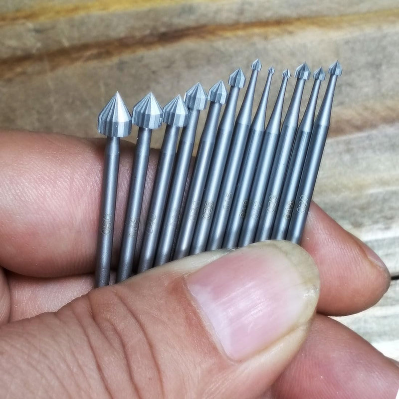 12 Pcs Jewelry Setting Burr - 3/32'' Shank Stone Setting Burs Cylinder - Cone Shape Lapidary Making Tools (010-050)