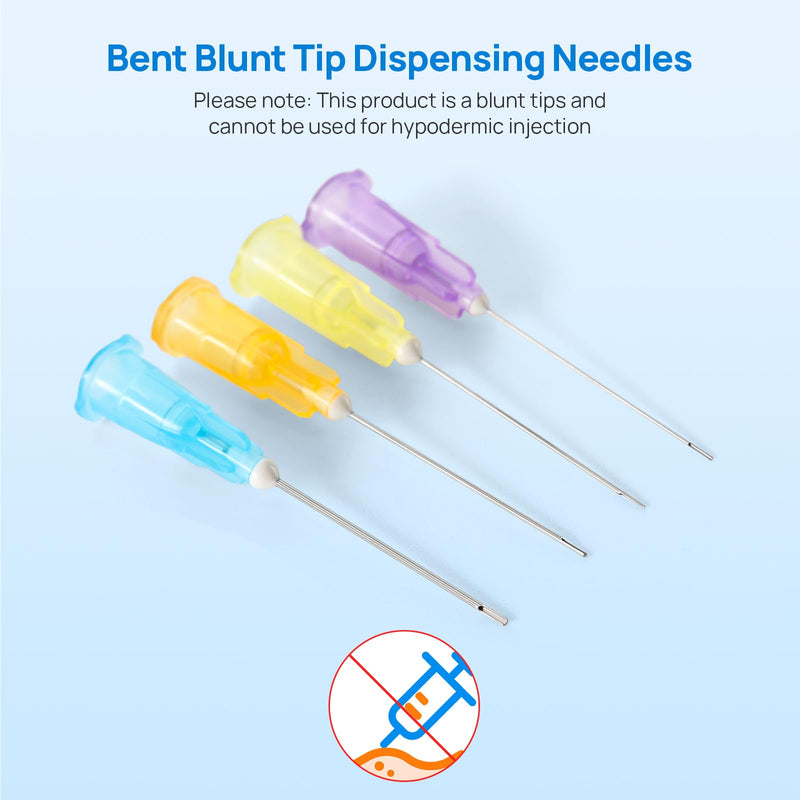 JMU 100pcs Dental Irrigation Needle Tips, 25G Blunt Dispensing Needle Tips Endodontic Irrigarion Needles, Luer Lock Design, Orange 100