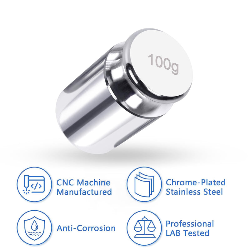 QP Calibration Weights, 100 Gram OIML Class M1 High Precision Scale Weights, Stainless Steel Gram Weights, Chrome Finish, Scale Calibration Weights for Digital Scale, Kitchen Scale, Pocket Scale 100g