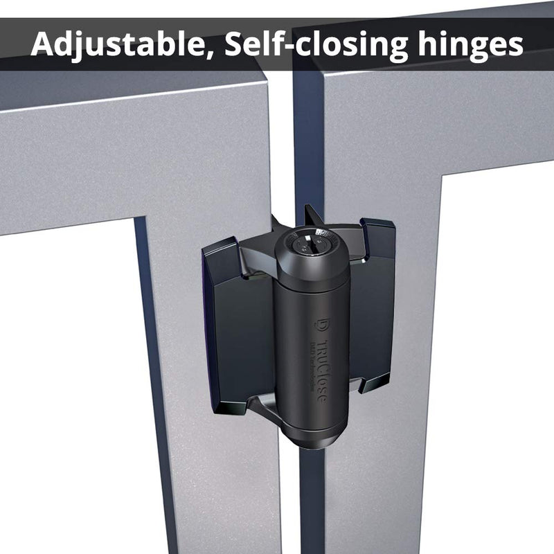 D&D Technologies TCA1L2S3BTS TruClose Regular Duty Gate Hinges, for Self Closing Metal Gates up to 66 Pounds, with Alignment Legs, Gloss Black, 2 Count For Metal Gates & Fences