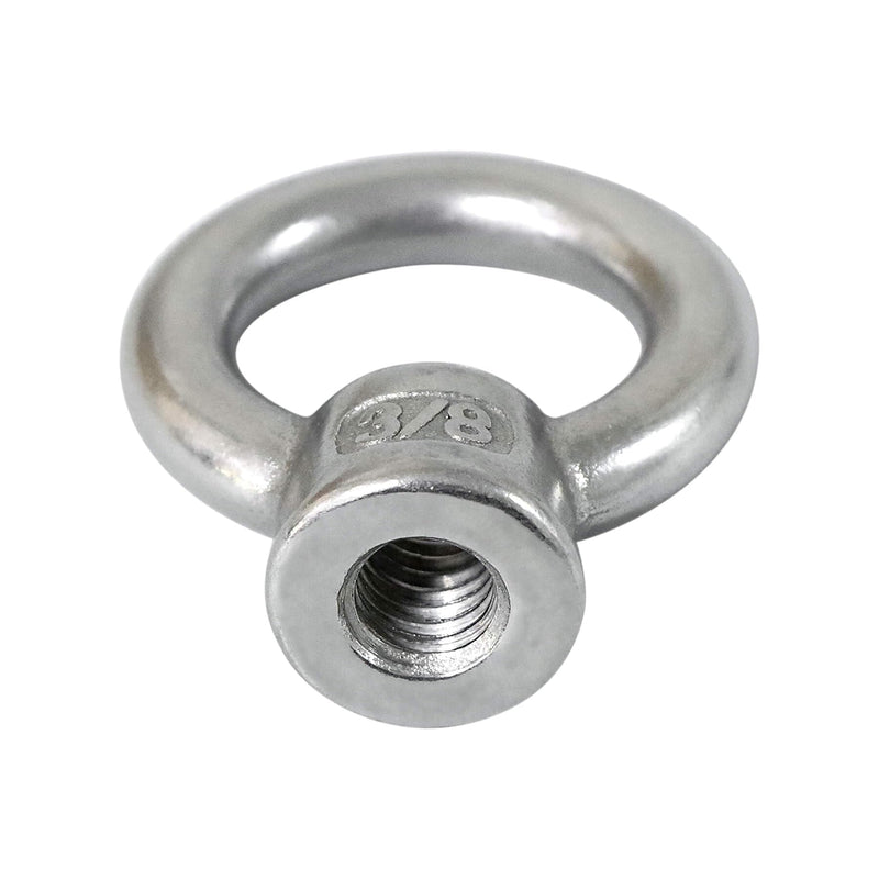4 Packs 316 Stainless Steel Lifting Eye Nut 3/8" UNC Marine Grade, Female Thread Fastener Ring Shaped Eye Nut 3/8" 4