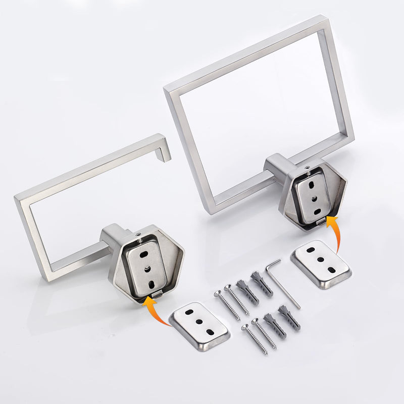 GERZWY SUS 304 Stainless Steel 2 Piece Bathroom Hardware Set Towel Ring and Toilet Paper Holder Wall Mounted, Brushed Finish