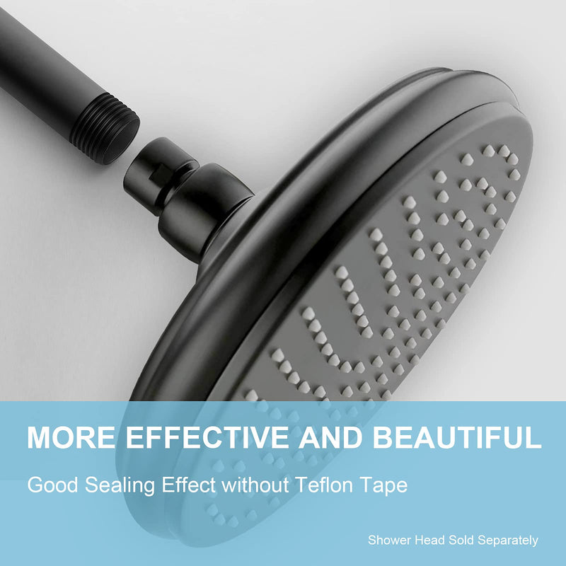OFFO Shower Arm with Flange, 6 Inches Ceiling Mount Replacement Rain Shower Head Straight Arm Ceiling-Mounted For Fixed Shower Head & High Pressure Rain, Matte Black 6 Inch