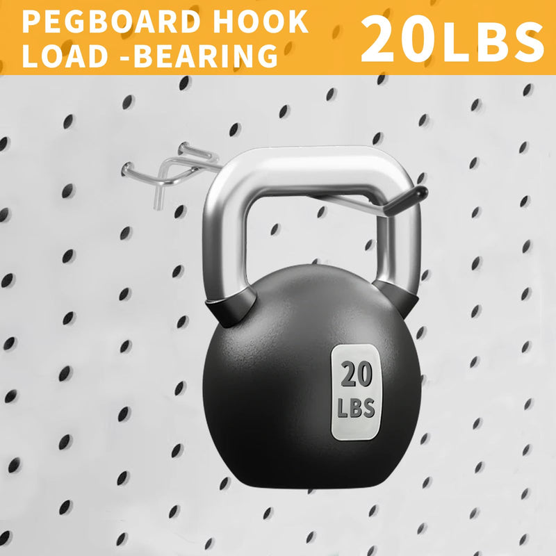 Pegboard Hooks, 25 Pack 4 inch Peg Board Hooks for Hanging, Quality Peg Board Hooks Fit 1/8" Metal Pegboards, Peg Board Hooks for Garage, Shop, Office, Crafts Organisation, Kitchen (Silver)