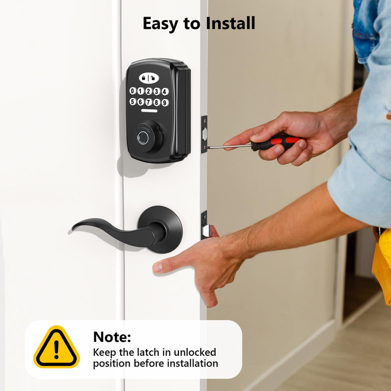 Fingerprint Door Lock - Keyless Entry Door Lock Smart Deadbolt Lock - Electronic Digital Keypad Lock - Smart Locks for Front Door - Auto Lock - Easy Installation Black