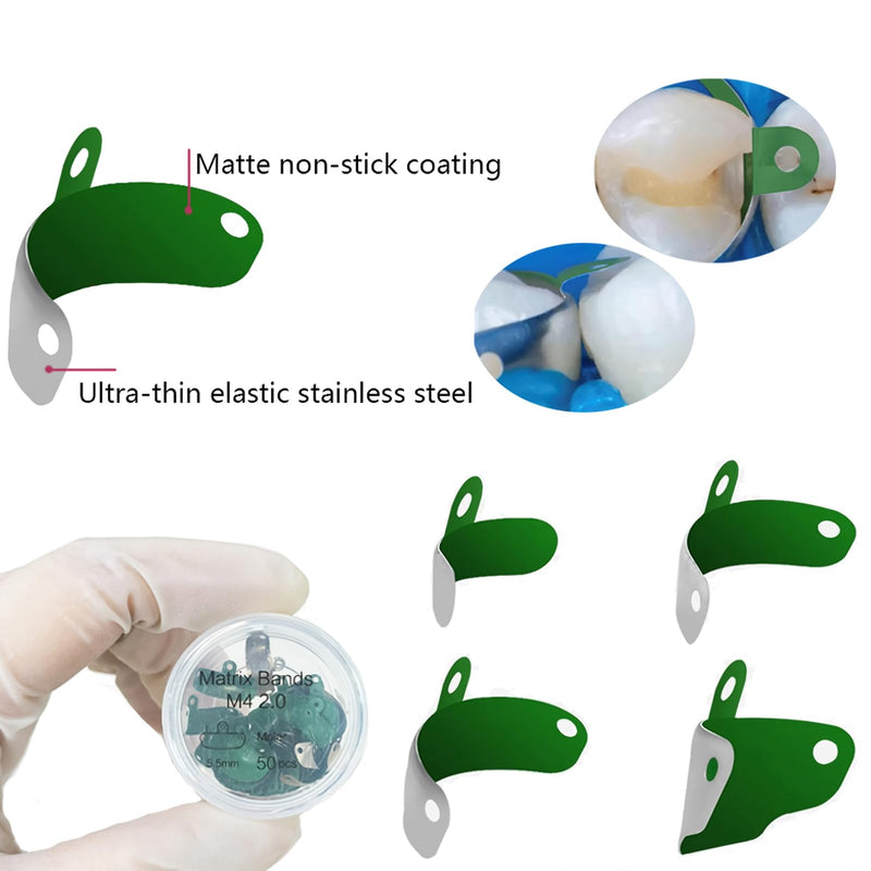 100Pcs Dental Matrix Bands with Non Stick Coated,Dental Metal Sectional Contoured Orthodontic Molar Bands for Tooth Repair, Protect Adjacent (100Pcs 4.5mm) 100Pcs 4.5mm