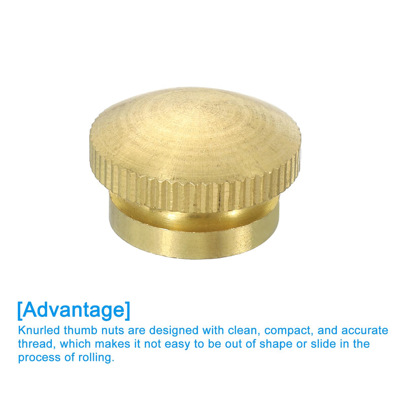 uxcell Knurled Thumb Nuts, 3Pcs M10 x D20mm x H12mm Brass High Head Blind Hole with Collar High Head Blind Hole Round Knobs Fasteners for 3D Printer Parts, Machine Tools 3