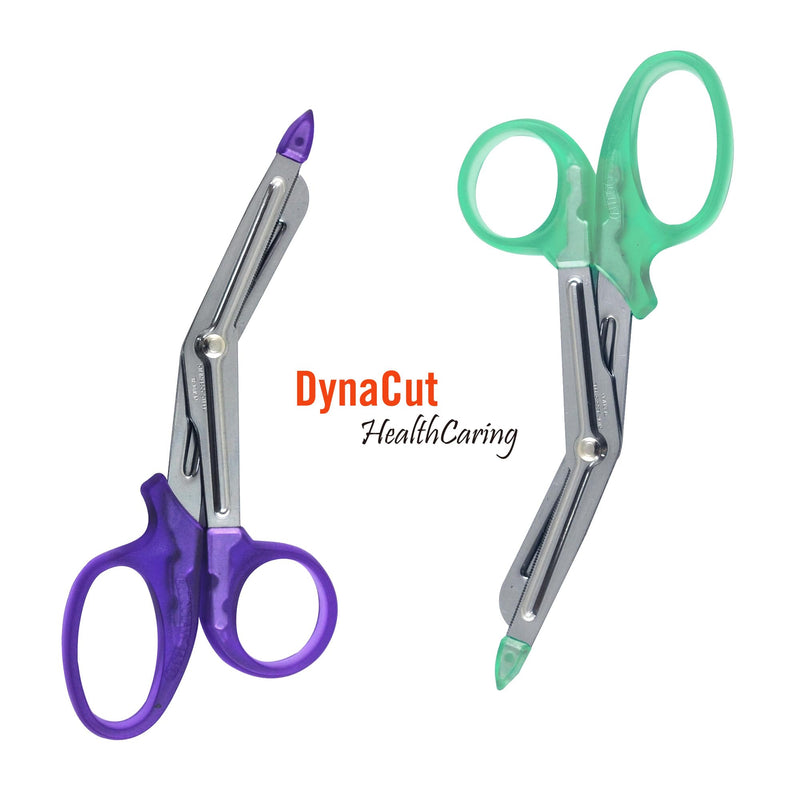DynaCut Small Nurse Scissors 6"" (2 PACK) for Nurses, Doctors, Paramedics, EMT, and Pharmacists with Protective tip, Mini First Aid Medical Mini Bandage Trauma Shears(ParadiseGreen/Amethyst) Amethyst & Paradisegreen
